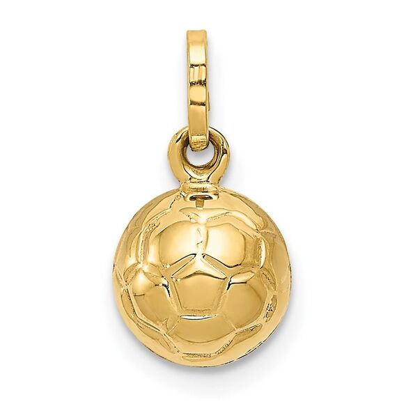 14k Yellow Gold Polished 3D Soccer Ball Pendant 8mm